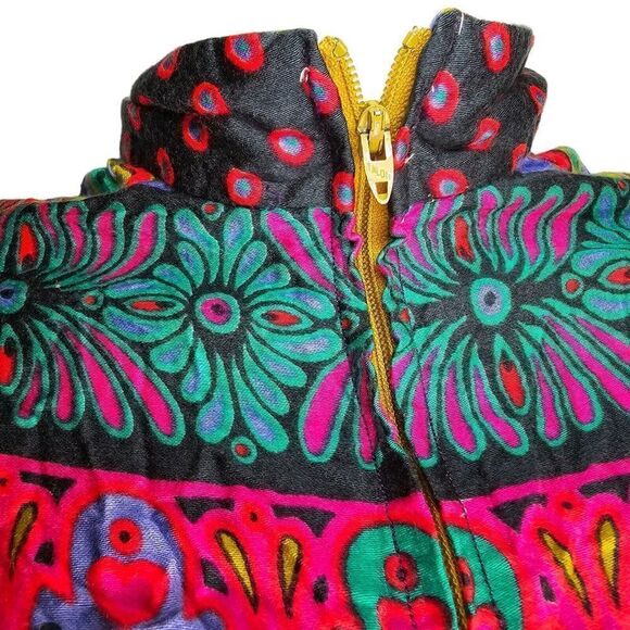 Vintage 60s Maxi Dress Womens Size S Neon Floral Paisley Groovy Hippie Boho - Picture 5 of 13